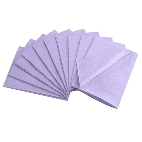 Dental Bibs, 3 ply Polymer Coated, Purple, 500pcs/cartovn